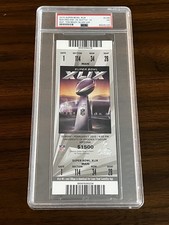 2015 Super Bowl XLIX 49 Full Ticket, PSA 7, Silver Variety, Tom Brady, MVP, Pats