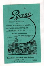 PARIS II°: EQUIPMENT for HOSPITAL / FIRE EXTINGUISHERS PYRENE "Henri DUTAR" Tract in 1900