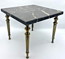 Antique french pedestal table Mid-1900's Louis XVI brass marble