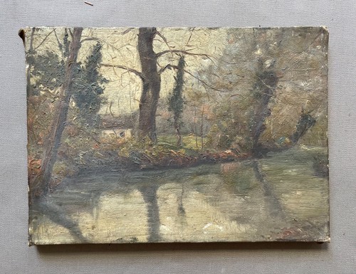 Berges rivière huile sur - de, rivière,