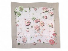 VINTAGE FOULARD HERMES LA ROSEE CARRE GEANT 140 MOUSSELINE DE SOIE SCARF 895€