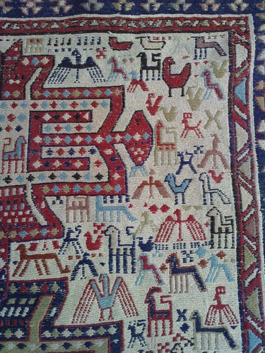 Ancien tapis animaux gabbeh - ancien,