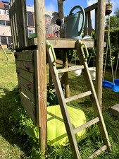 Portique Enfant Jeu en Bois Plein Air Cabane Escalade Toboggan Balançoire