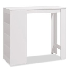 Table haute de Cuisine Blanc Bar Mange Denout Bois Bistrot Rangement Homestyle4u