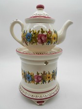 TISANIÈRE VEILLEUSE DÉCOR FLORAL EN FAÏENCE SIGNATURE A IDENTIFIER