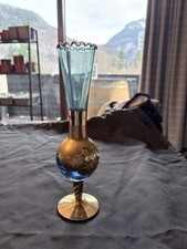 Vase ancien verre Bohême bleu