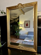 ⚜️ Grand miroir biseauté - Cadre métal doré - Made in Belgium - Vintage 60