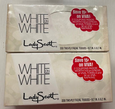 2 Vintage Lady Scott White on White Tissues with Coupons 1972 NIB NOS Sealed