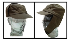 Vintage Vert Tchèque Casquette Militaire Rabat Chapeau