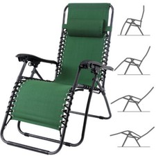 Chaise de jardin fauteuil de détente pliant zéro gravité acier Oxford vert