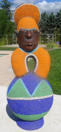 Vase mangbetu perlé terre - vase,
