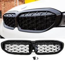 2 GRILLE DE CALANDRE DIAMANT PERFORMANCE NOIR BRILLANT BMW SERIE 3 G20 G21 +M M3