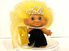 Dam Troll NIGHT OUT  Scandia House  Pearls Blue Glass Eyes  VTG  1960s EXC