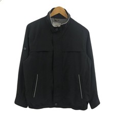 Vintage Black M Windbreaker Blouson Stand Collar Zip-Up Long Sleeve