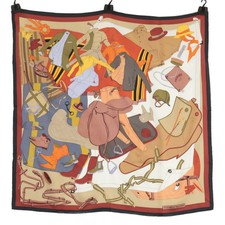 Hermes H984123S 09 Pele-Mele Sellier Silk Carre 70 Scarf tomette / beige dore / 