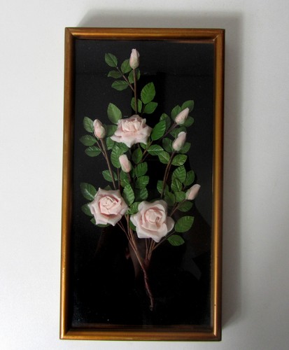 Cadre relief roses - cadre, tissu
