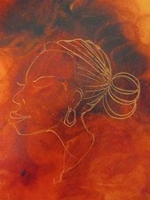  African woman's head: small oil signed painting