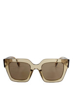 Fendi Womens Brown Square Lens Gold Tone Foldable Sunglasses Beige