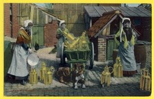 Old postcard Ed. BRUSSELS BELGIAN DAIRY Baptism of Milk HITCH of MUZZLE DOGS