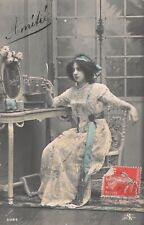 CP WOMEN ELEGANT WITH HAIRDRESSER SEATED MIRROR