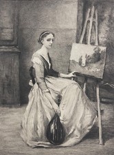 Jean Baptiste Corot L' atelier graveur Delecluse pointe sèche de 1910 France