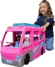 NEW-Barbie Camper Playset, Dream Camper Toy with Furniture, Pool & 30-inch Slide