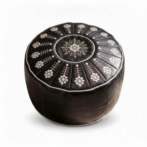 Pouf brodé floral broderie - pouf,
