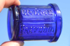 ancien POT Crème (de beauté) FREYDINA - verre bleu cobalt
