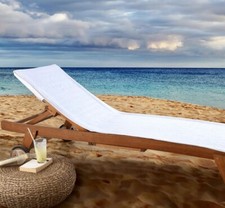 2 Designer  Beach Pool Lounge Chair Covers White 100% Cotton Turkey New