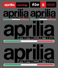 KIT 6 CARVED APRILIA RACING STICKERS + 4 MOTORCYCLE FLAGS CAR STICKERS 