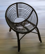 Fauteuil Coquille d'Enfant Vintage en Rotin