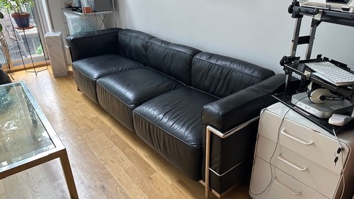 Black leather corbusier lc2 - black,