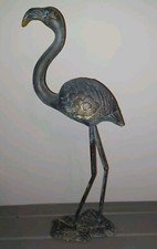Bronze Flamingo Bird Figurine Vintage Metalware Animal Statue Gift 21"