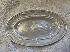 Decorative object pewter bowl with symbol of Louis XII epic pig crowned