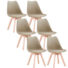 Lot de 6 Chaises de Salle à Manger Avec Siège Rembourré Scandinave Chaise Beige