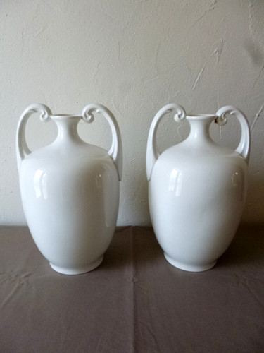 Paire vases porcelaine - vases,