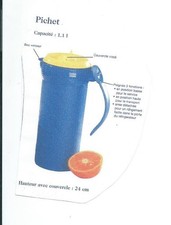 Tupperware PICHET 1,1l /CRUCHE Hermétique- Poignée amovible - Chaud/Froid