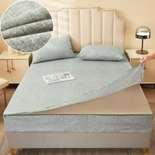 Plain Fitted Sheet With Zipper Mattress Cover Protector All Inclusive Bedsheet