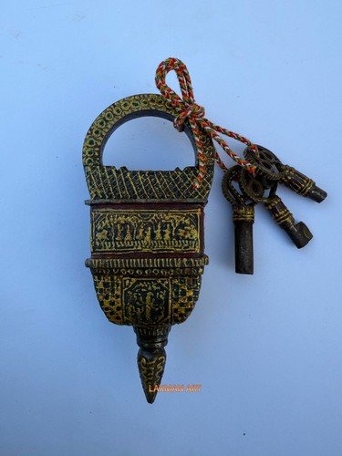 Serrure ancienne peinte - , rare