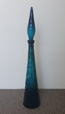 ?️DEEP BLUE RETRO SPACE AGE ART GLASS GENIE BOTTLE POP MCM EMPOLI PSYCH TRIP 