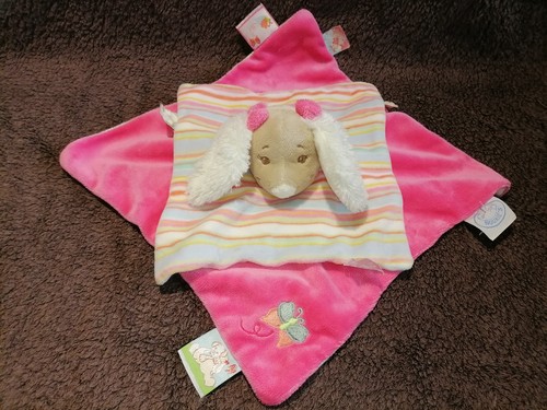 Doudou plat chien - chien, rose