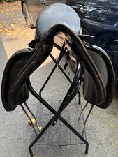 Hulsebos Dressage Saddle 17" BLACK/BROWN KNEE ROLL 2" MW TREE" SOLD AS IS"TEAR