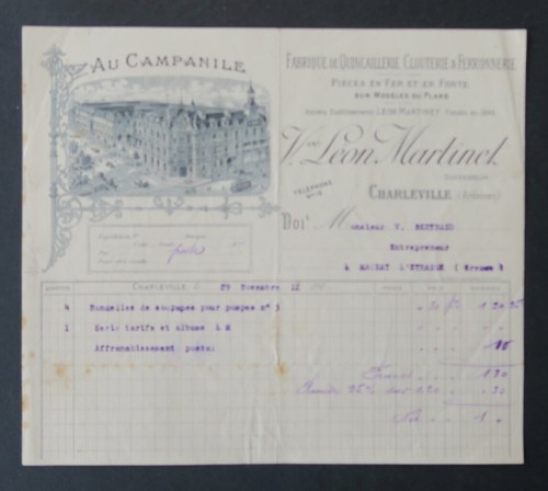 Facture 1912 charleville - facture,