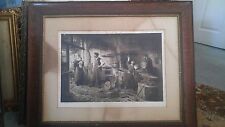 1800's Antique "Blacksmith shop" peint PAR.DE.BRAEKELEER PRINT