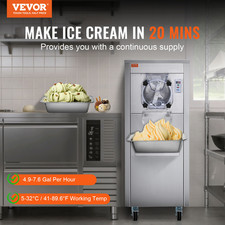 VEVOR Sorbetière Commerciale Turbine À Glace Sorbets Yaourts Crème Glacée 18 L/H