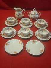 8 saucers 6 cups 1 milk jug 1 sugar bowl tea/coffee porcelain Bavaria flower 