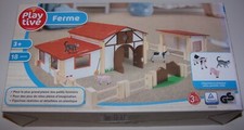 FERME en BOIS VERITABLE JOUET avec FIGURINES ANIMAUX en PLASTIQUE PLAYTIVE NEUF