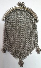 Porte-monnaie en maille d'argent sterling poincon 800 Petite bourse 19g