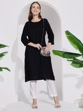 Femmes Noir Long Kurti Tunique