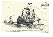 BATEAU MARINE ILLUSTRATION LIGUE MARITIME FRANCAISE CARAVELLE LA SANTA MARIA